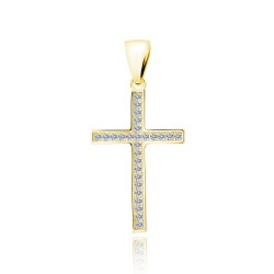 Pandantiv cruce argint cu pietre placat cu aur galben DiAmanti Z1827CG-DIA (Argint 925‰ 1 g.)
